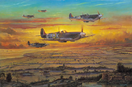 "Homeward Bound Eagles" - Henry Godines - Spitfire 4th Fighter Group Art